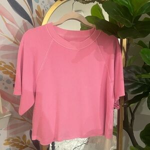 Neon Pink Cropped Sweatshirt Tee